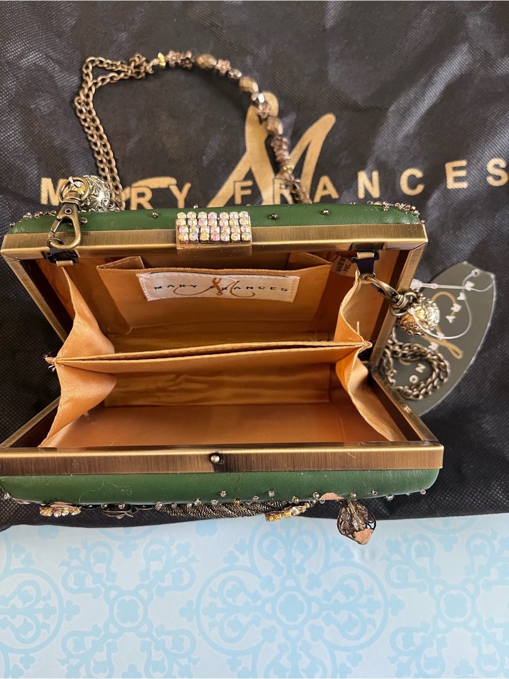 Mary Frances Green Jeweled Dollar Sign Evening Clutch new with tags - Picture 2 of 3